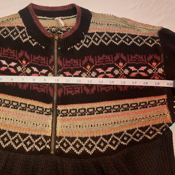 Women's Small Free People Cozy Cottage Half Zip Balloon Sleeve Boho Pullover - Picture 6 of 11